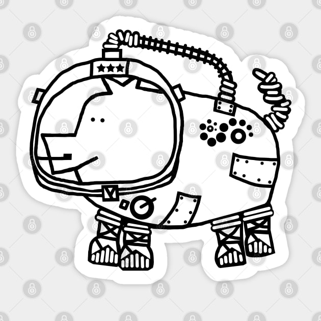 Astronaut Space Pilot Sci Fi Pig Line Drawing Sticker by ellenhenryart